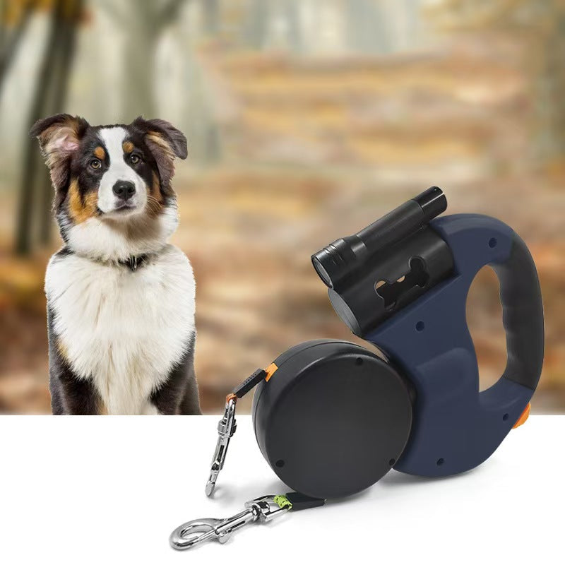 Dual Retractable Dog Leash – Walk Two Dogs with Ease, Day or Night